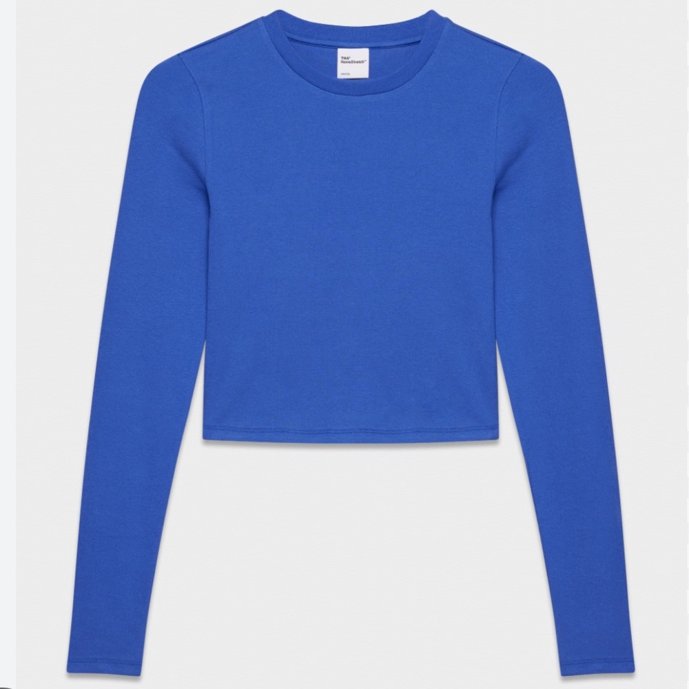 ✨TNA ARITZIA ribbed stretch long sleeve tshirt blue